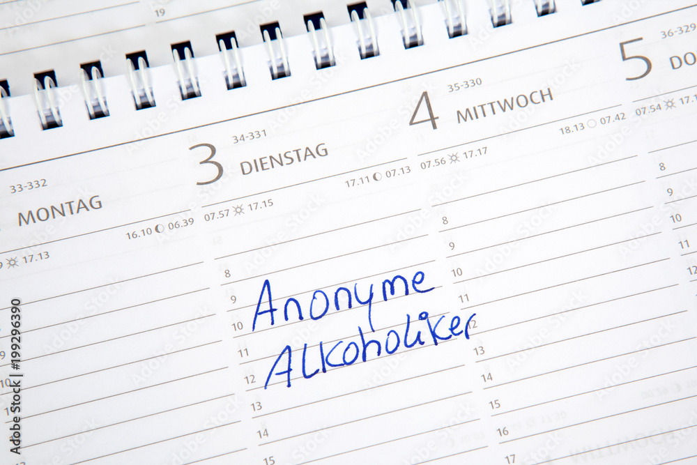 Eintrag im Kalender: Anonyme Alkoholiker Eintrag im Kalender: Anonyme Alkoholiker