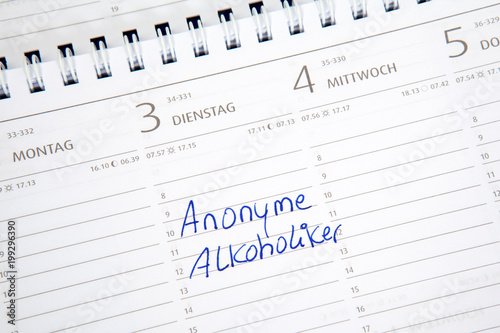 Eintrag im Kalender  Anonyme Alkoholiker