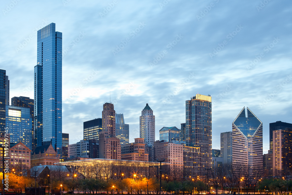 Skyline of buildings a The Loop, downtown, Chicago, Illinois Skyline of buildings a The Loop, downtown, Chicago, Illinois