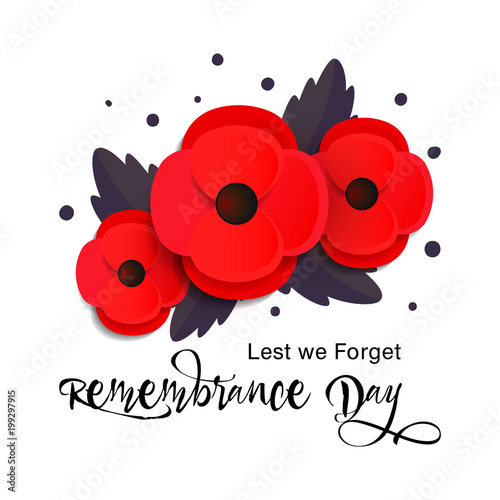Remembrance Day vector card. Lest We forget.