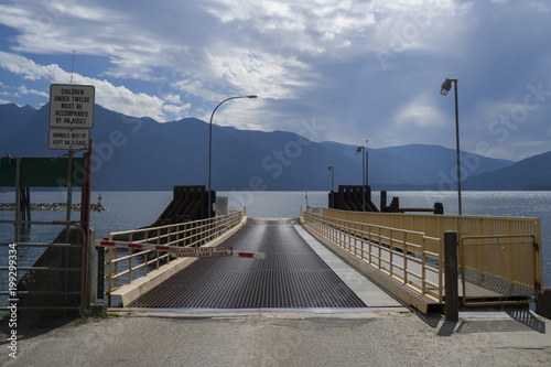 Pier on lake, Kootenay Lake, Sanca, British Columbia, Canada photo