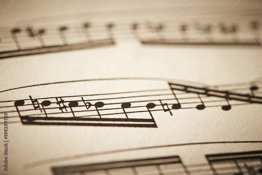 closeup of music notes