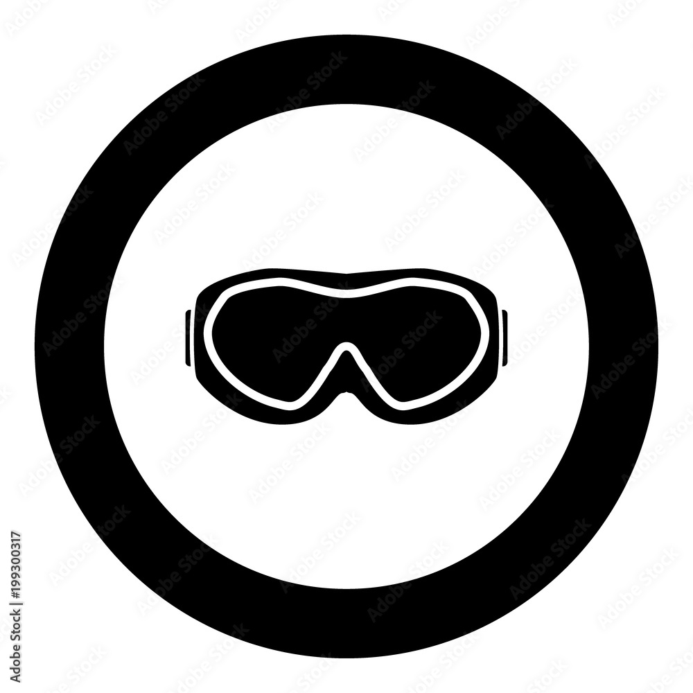 Ski goggles icon black color in circle Ski goggles icon black color in circle