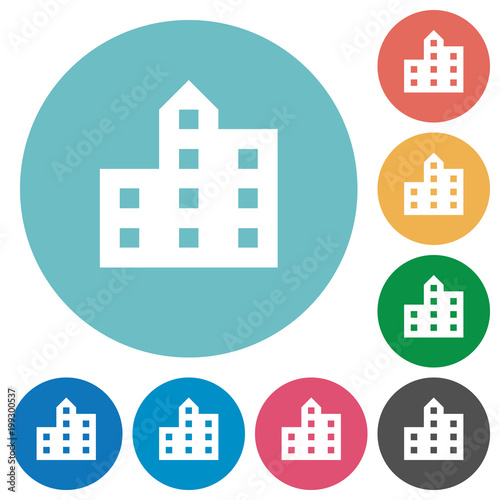 City silhouette flat round icons