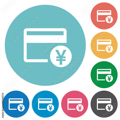 Yen credit card flat round icons