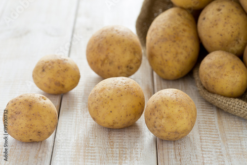 Potatoes in a burlap sack