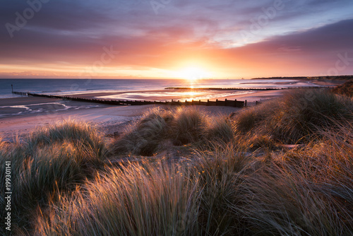 Sunrise, Blyth beach,Northumberland, UK photo