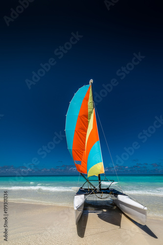 Catamaran on the tropical beach 