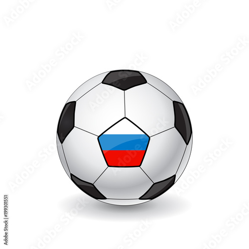 Soccer ball with the Russian flag