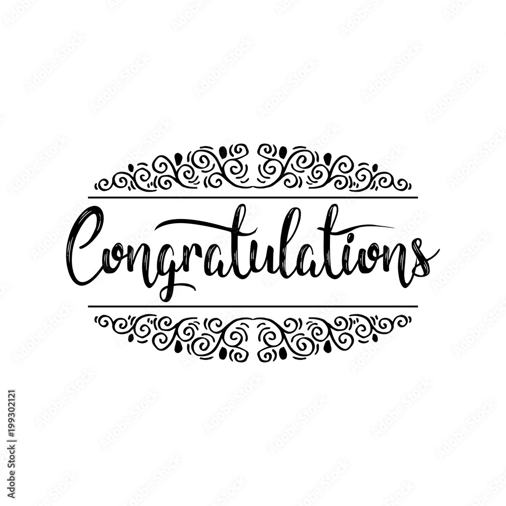 Congratulations card. Hand lettering calligraphy. Congratulations card. Hand lettering calligraphy.