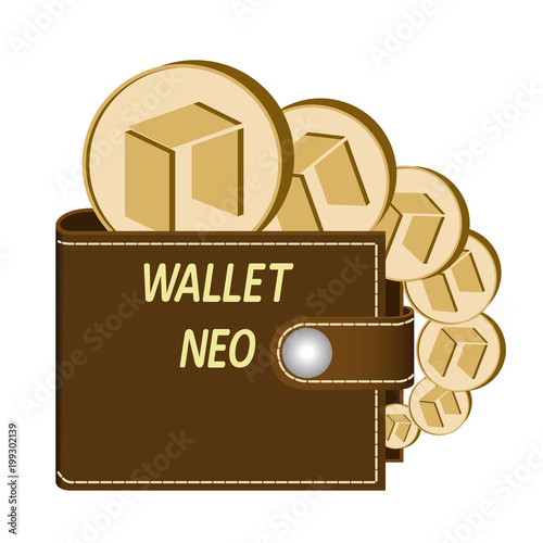 neo wallet with coins on a white background 