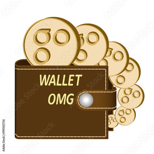 omisego wallet with coins on a white background