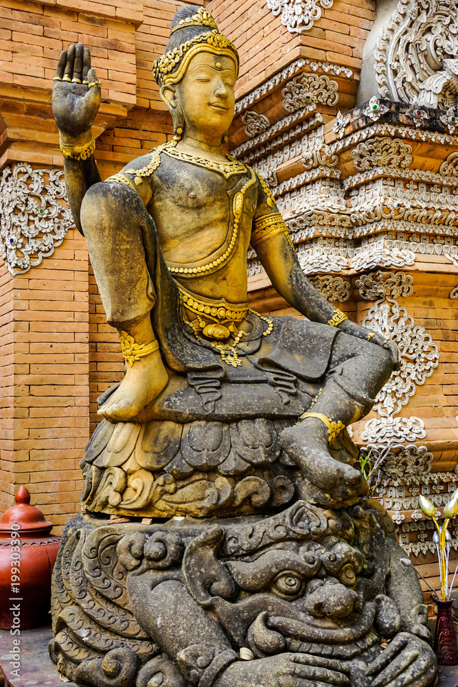 Buddhist statue in Chiang Mai temple, Thailand Buddhist statue in Chiang Mai temple, Thailand
