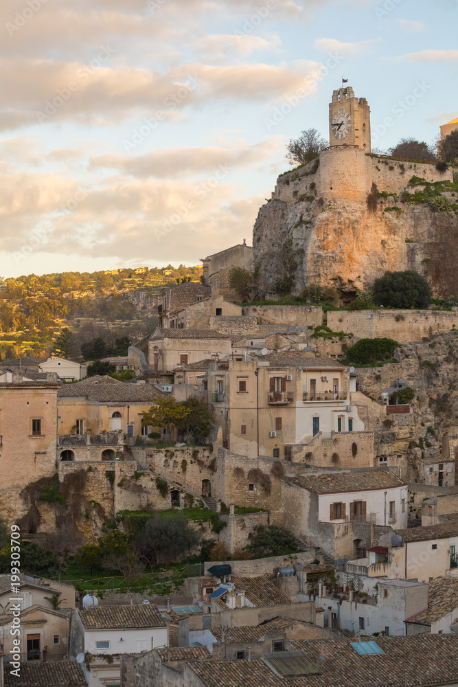 View of the picturesque Sicilian town of Modica