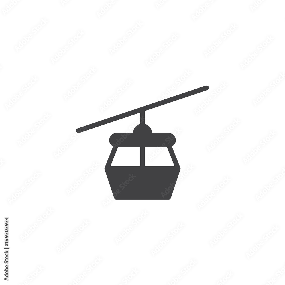 Fototapeta premium Cable car vector icon. filled flat sign for mobile concept and web design. Ropeway cabines simple solid icon. Symbol, logo illustration. Pixel perfect vector graphics