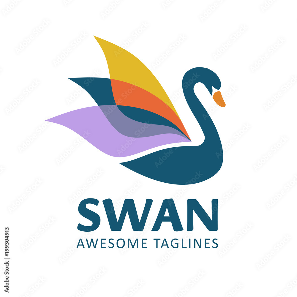 Naklejka premium Swan bird vector logo concept illustration. Swan logo sign. Bird logo sign. Beauty logo sign