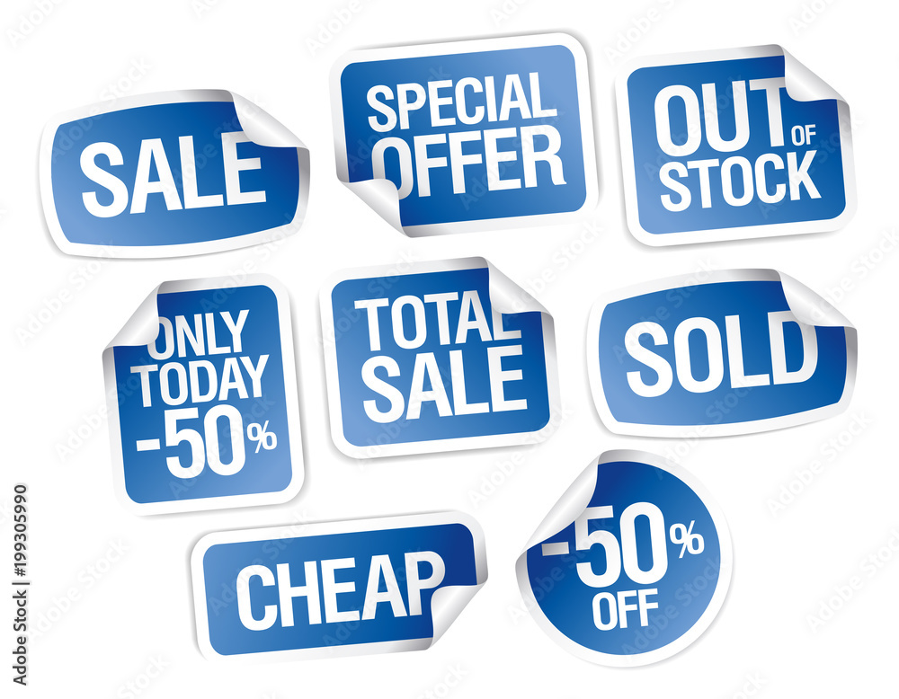 Vector sale stickers - out of stock, cheap, total sale Vector sale stickers - out of stock, cheap, total sale