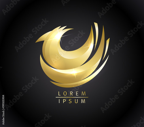 Golden hen logo design concept,