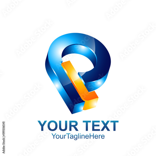 Initial letter PL or LP logo template colored orange blue design for business and company identity