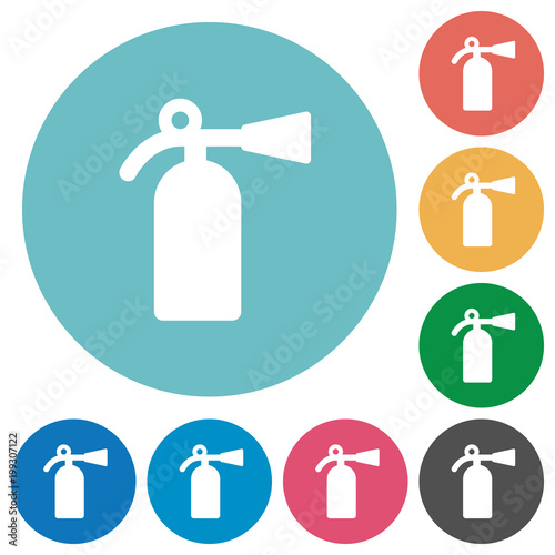 Fire extinguisher flat round icons