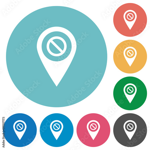 Disabled GPS map location flat round icons