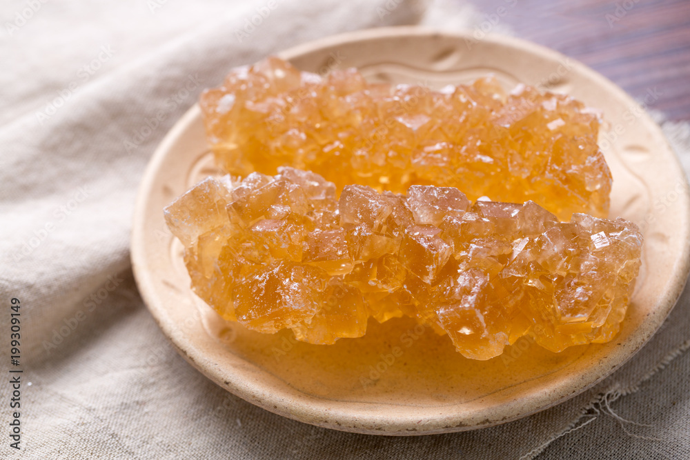 Closeup of Brown Rock Sugar Candy