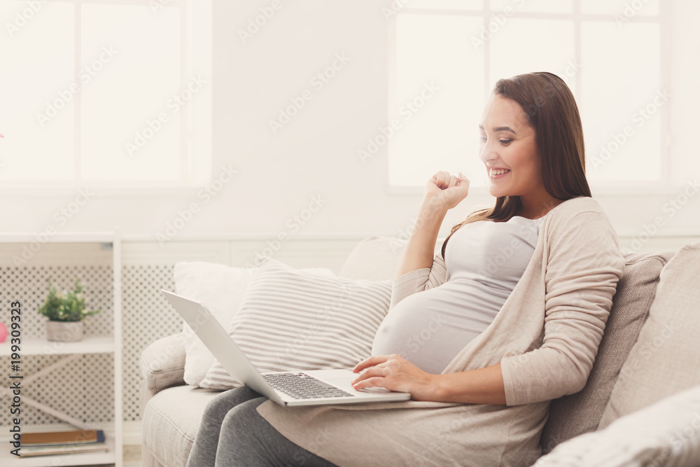 Pregnant business woman remote working at home Pregnant business woman remote working at home