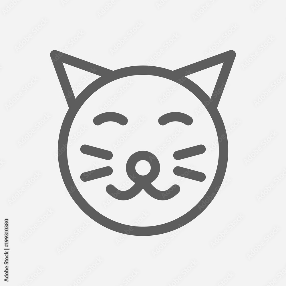 Cute cat icon line symbol. Isolated vector illustration of kitten