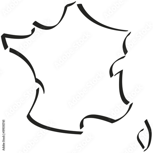 France + Corse contour stylisé vectoriel