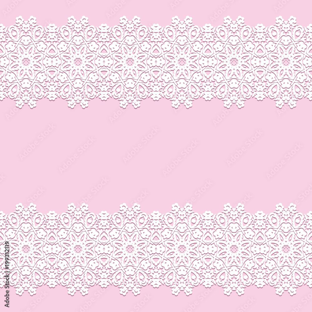 white lace borders with shadow, ornamental paper lines, vector. signboard name. Romantic wedding invitation. Abstract ornament. eps 8