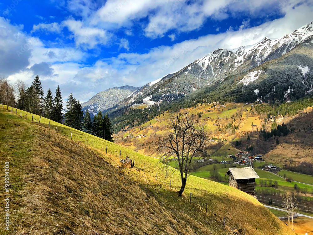 Spring landscape between Bad Hofgastein and Bad Gastein, Austria