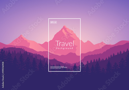 Beautiful outdoor landscape illustration. Flat vector background.