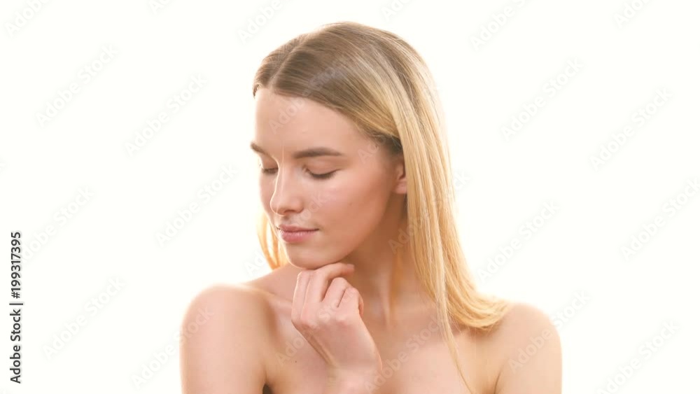The sexy woman flirts on the white background The sexy woman flirts on the white background