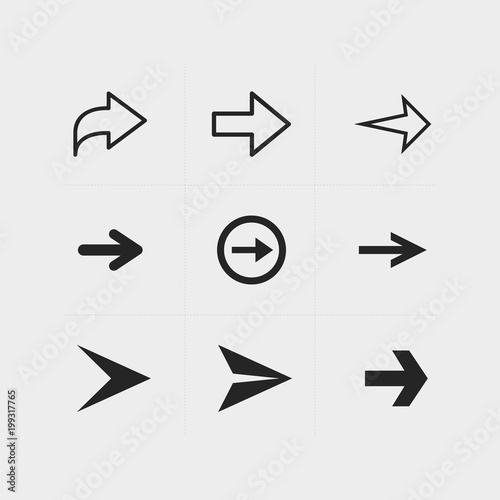 Arrows Flat Minimal Vector Icons set. Modern Set of premium vector arrows icons. Back and next User Interface Icons. Undo and Redo flat collection. Previous and Forward minimal web set icon.