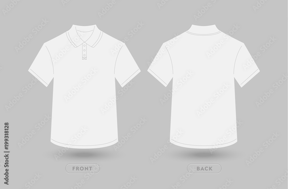 White Polo T Shirt Mockup Vector Illustration, Two sides of a Blank ...