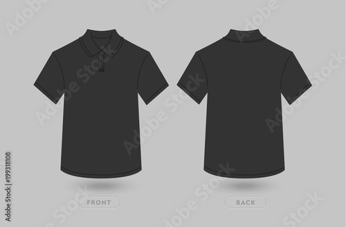 Black Polo T Shirt Mockup template, Polo Shirt Front and Back view, Vector Illustration.