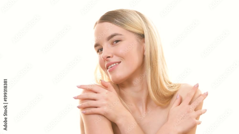 The woman flirting on the white background The woman flirting on the white background