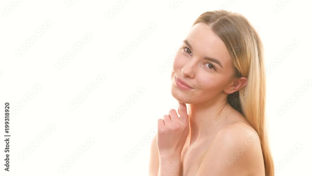 The attractive woman flirting on the white background The attractive woman flirting on the white background