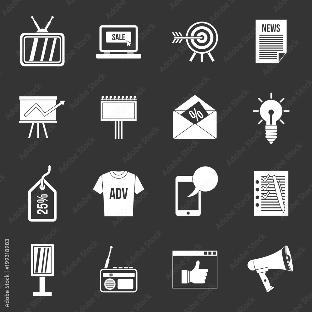 Advertisement icons set grey vector Advertisement icons set grey vector