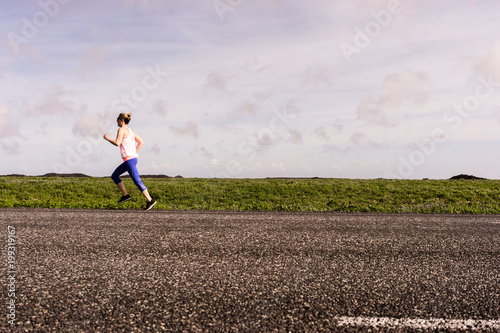 Woman road running