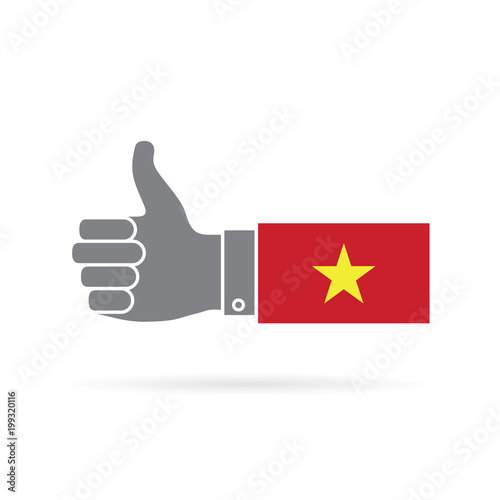 Vietnam country flag thumbs up vector icon
