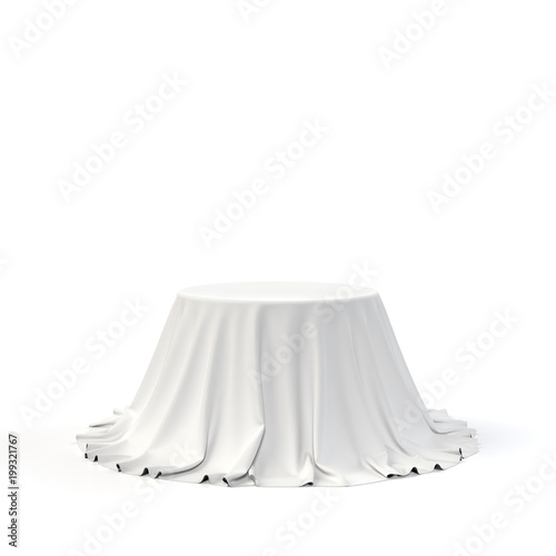 Round box covered with white fabric
