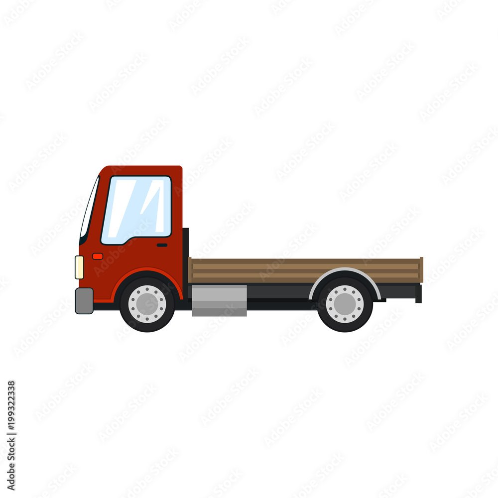 Red Mini Cargo Car without Load Isolated on White Background, Delivery Services, Logistics, Shipping and Freight of Goods, Vector Illustration