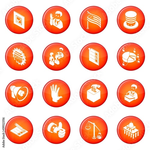 Election voting icons set red vector
