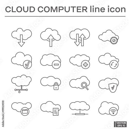 Set of icons, cloud computer.