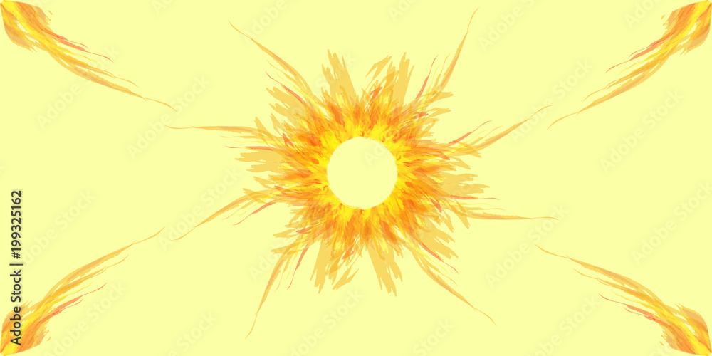 Bright greeting card with sun and rays of light for congratulations or cloth. Bright greeting card with sun and rays of light for congratulations or cloth.