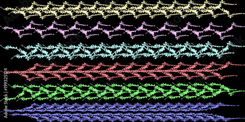 A set of textures of brushes made from dull vintage ribbons in the style of wire and lattice.