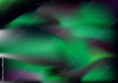 Abstract aurora with star on black background.