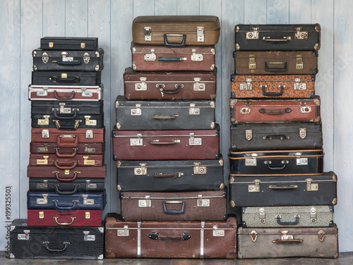 Set of old suitcases.Vintage travel bags.Travel luggage concept.  © serikbaib