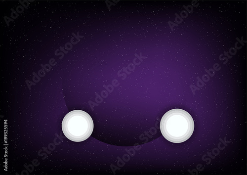 Fototapeta Naklejka Na Ścianę i Meble -  Flat moon on purple space background with star. Abstract science template.